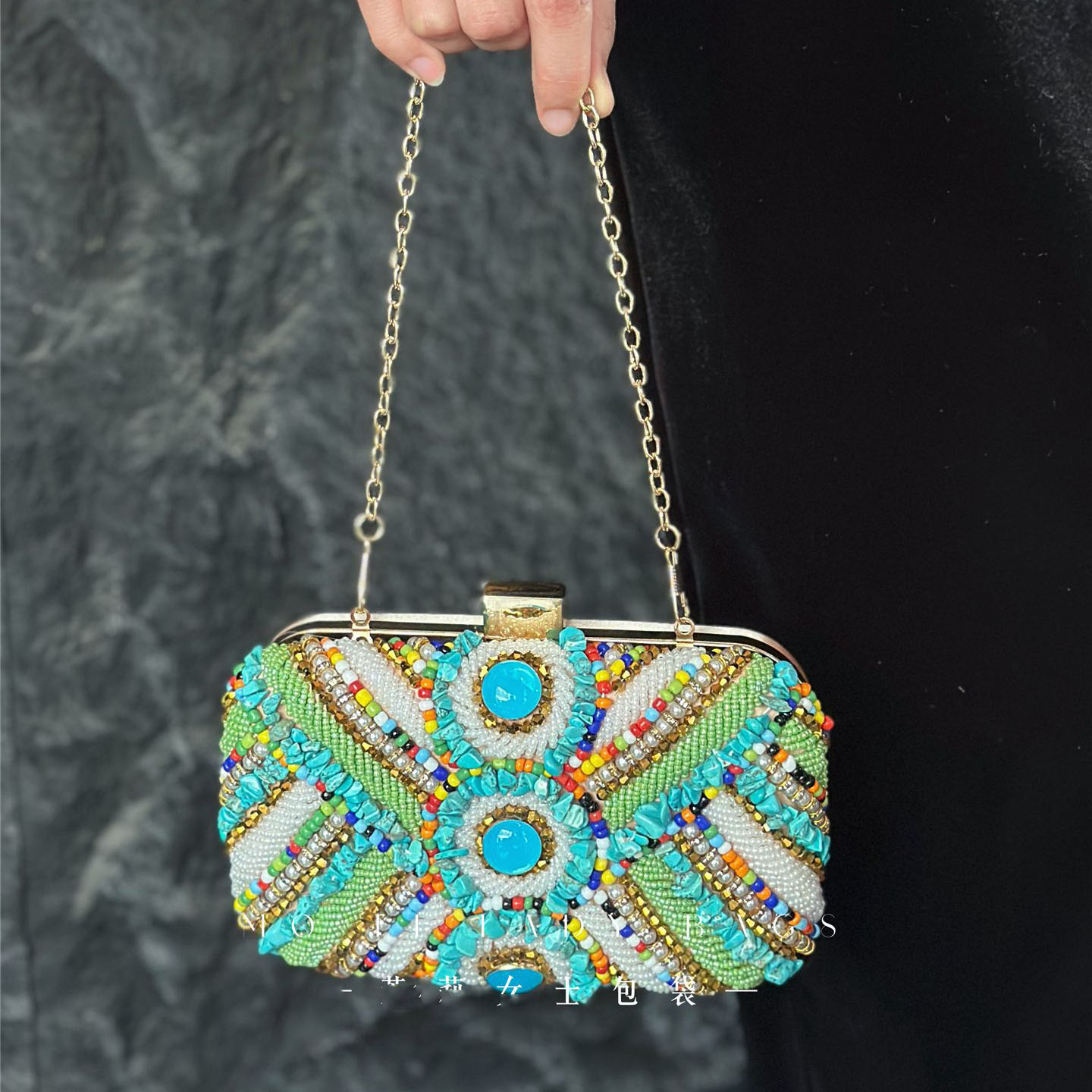 Vintage Fashion Style Female - Summer Bohemian Beading Splicing Banquet Bag