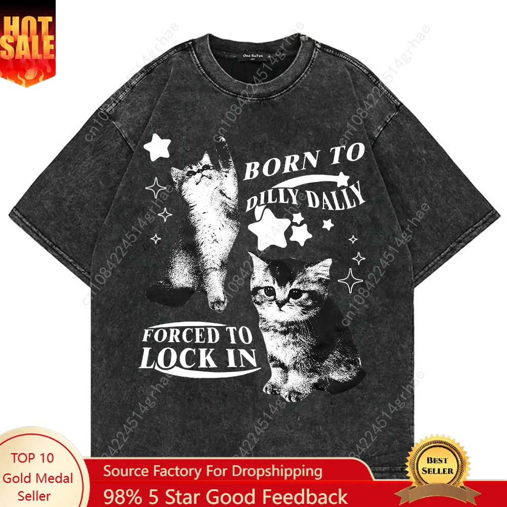 V Vintage Fashion - 100% Cotton Vintage Washed Y2k Funny