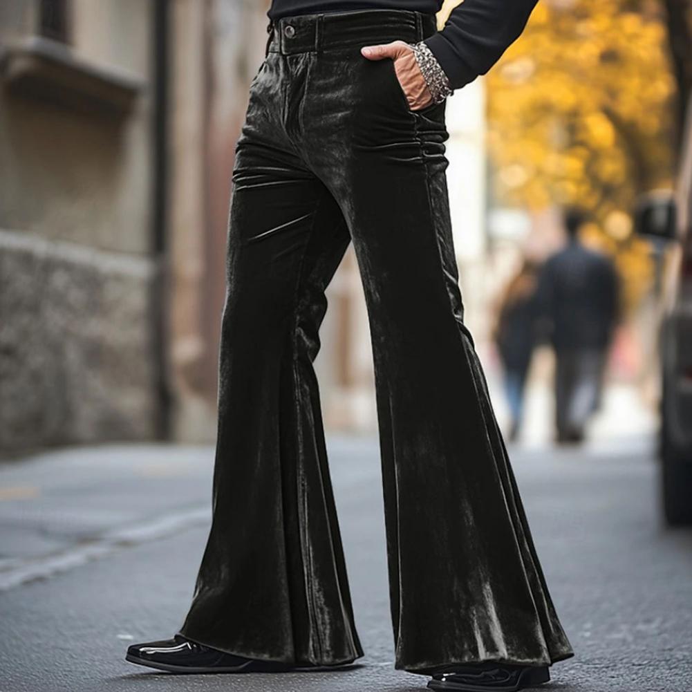 Wide Leg Trouser 70S - Men's Bell Bottom Velvet Pants Retro