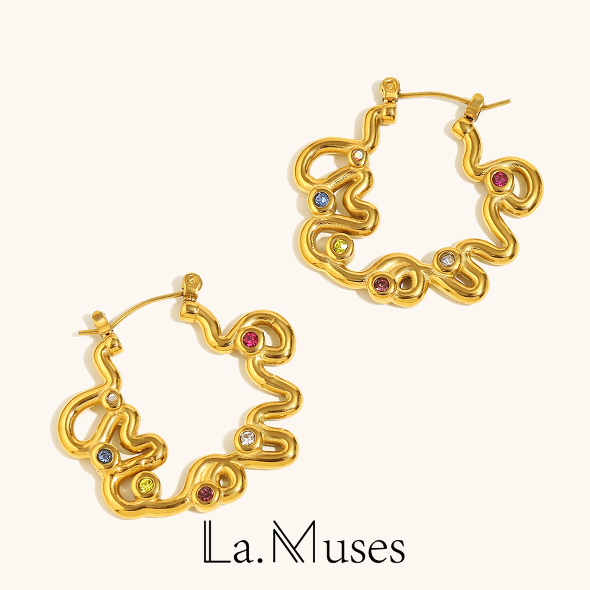 Vintage Fashion La - La. Muses Colored Zircon Twisted Line