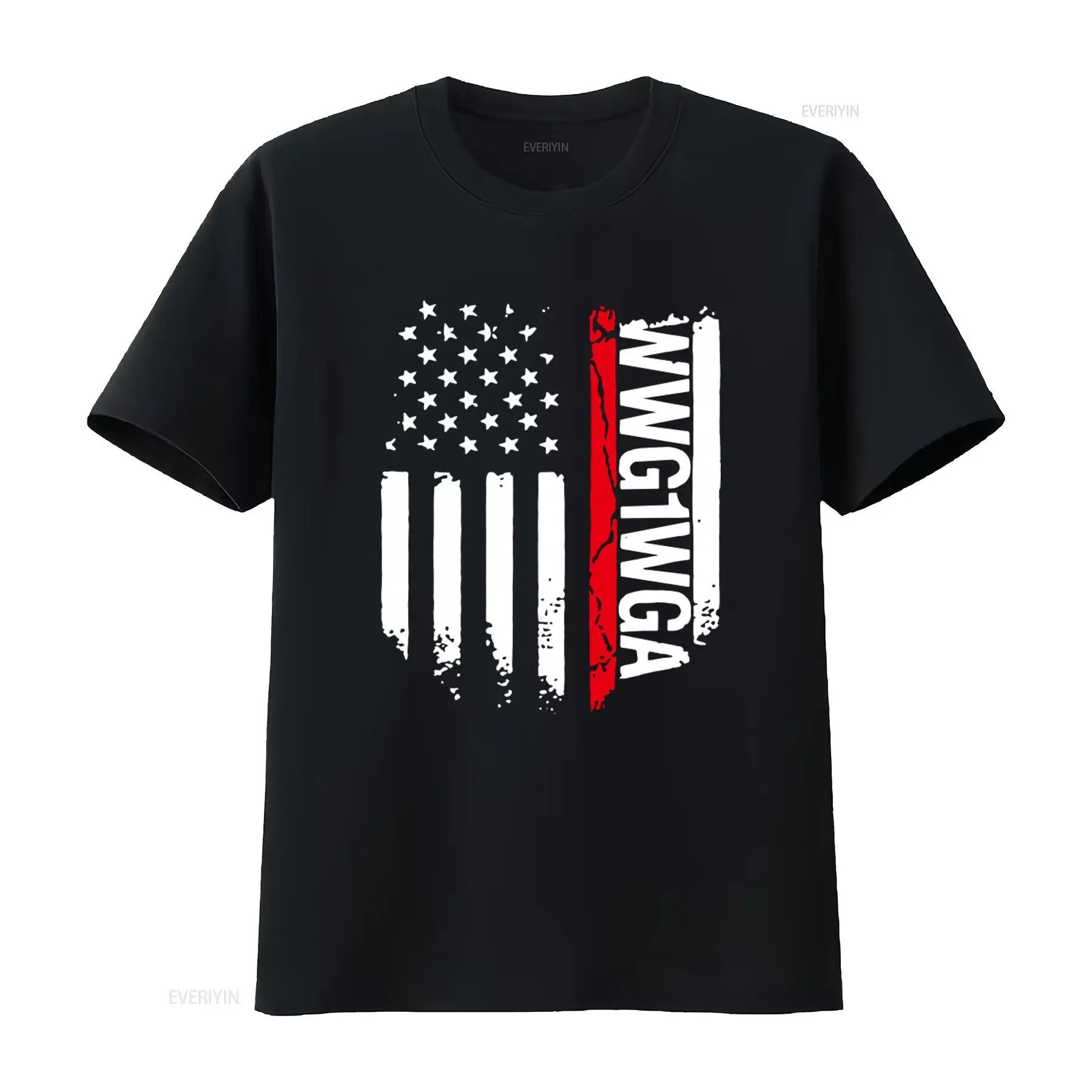 Vintage Fashion Stores - WWG1WGA American Flag Print T Shirt
