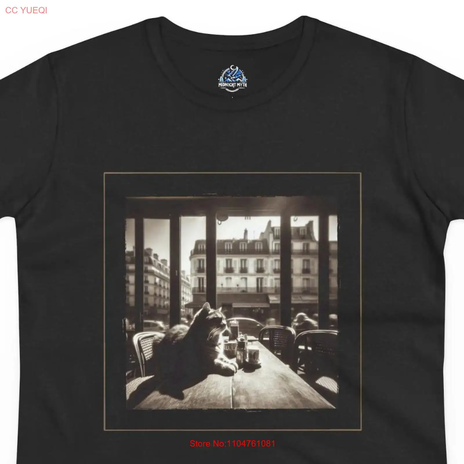 Vintage Fashion Paris - Vintage Paris Cafe Funny Cat T