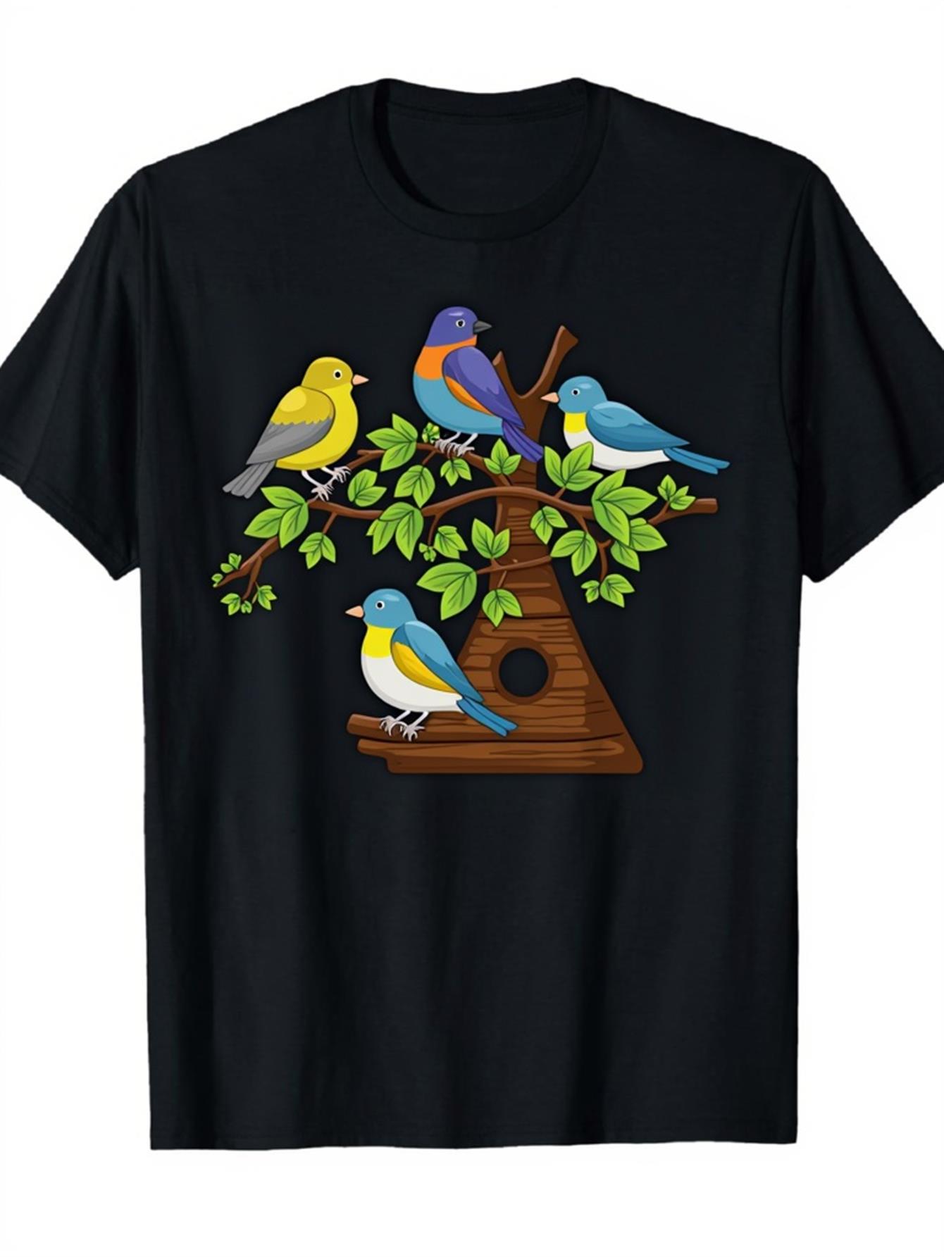 Vintage Fashion Illustrations - Vintage Men's Black Graphic T-Shirt Colorful