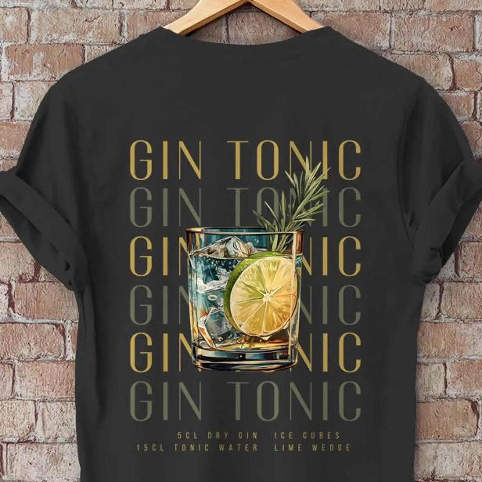 Vintage Fashion Illustrations - Gin Tonic T Shirt Illustrated Cocktail