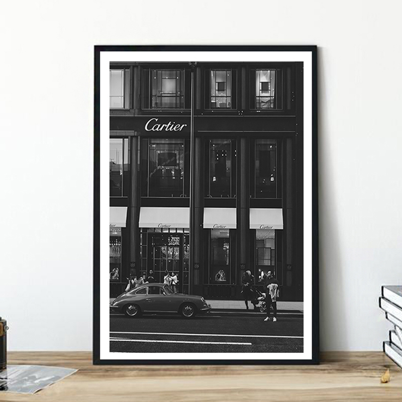 Vintage Fashion Illustrations - European Street Canvas Painting Fashion Black