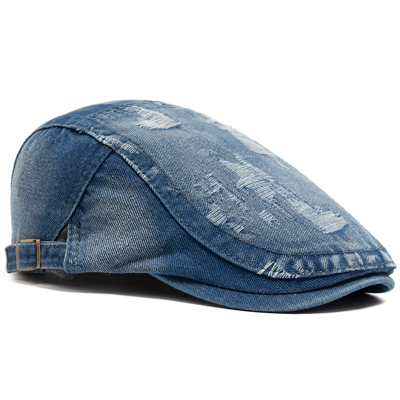 Fashion Men Ripped Denim Beret - Vintage Fashion Nz 评论和价格