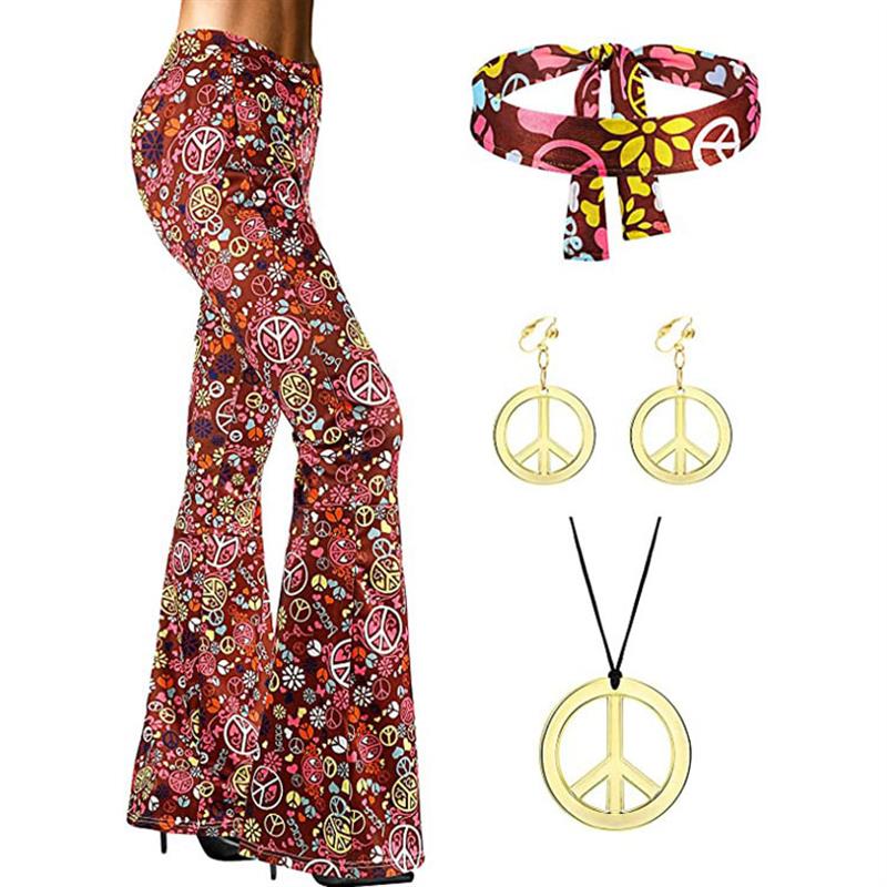 Bohemian Print Flared Pants Ha - Wide Leg Trouser 70S 评论和价格