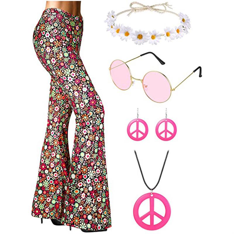 Bohemian Print Flared Pants Ha - Wide Leg Trouser 70S 评论和价格