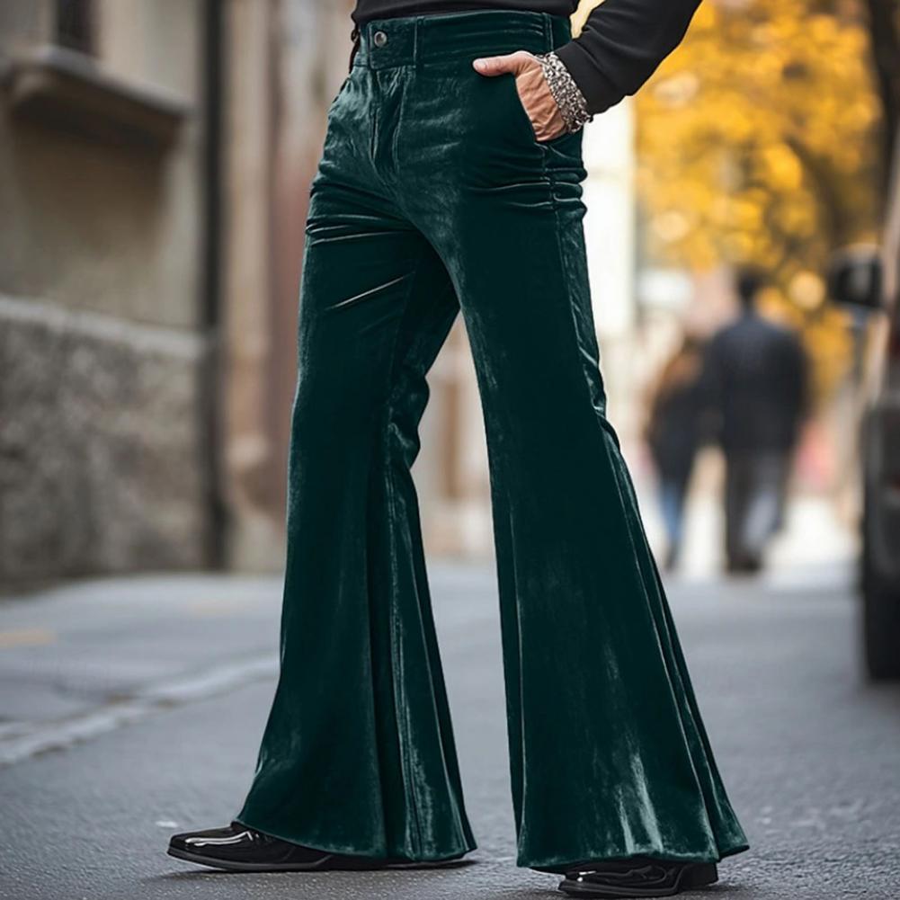 Men's Bell Bottom Velvet Pants - Wide Leg Trouser 70S 评论和价格