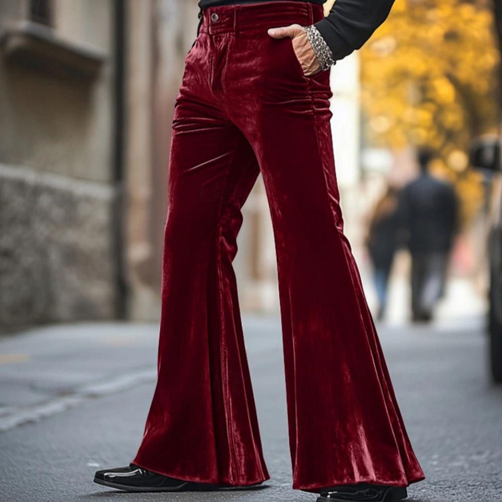Men's Bell Bottom Velvet Pants - Wide Leg Trouser 70S 评论和价格