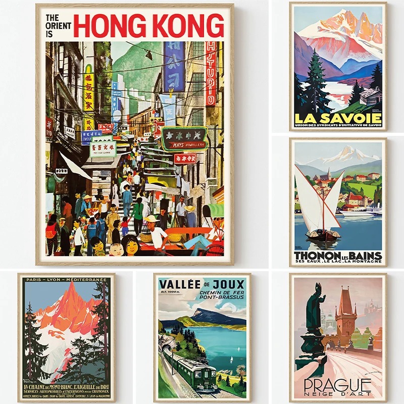Travel Retro Poster Art Painti - Vintage Fashion Illustrations 评论和价格