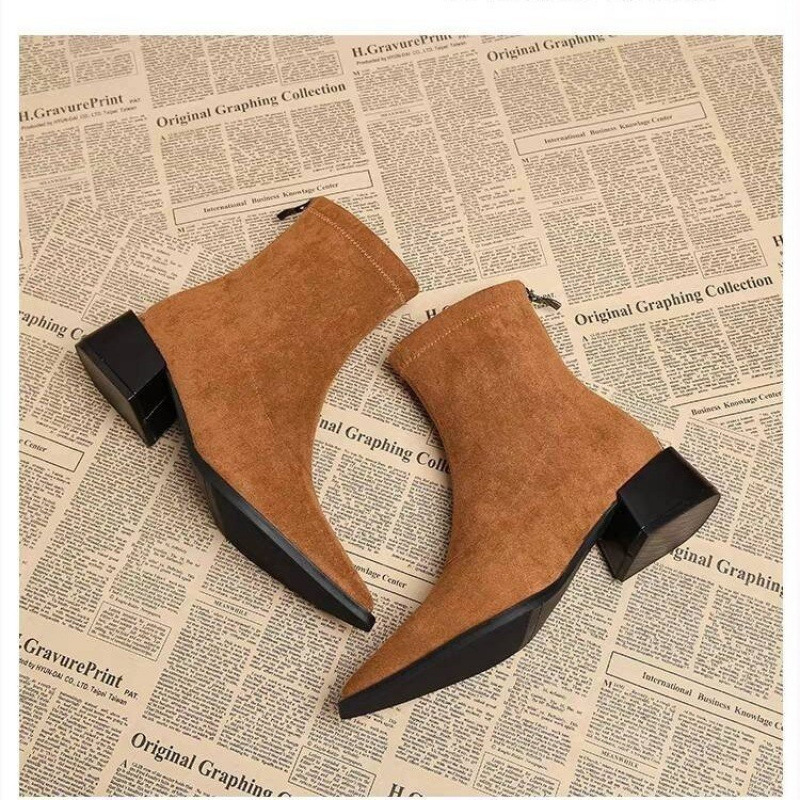 New Low Heel Women Mordern Ank - Vintage Fashion Style Female 评论和价格