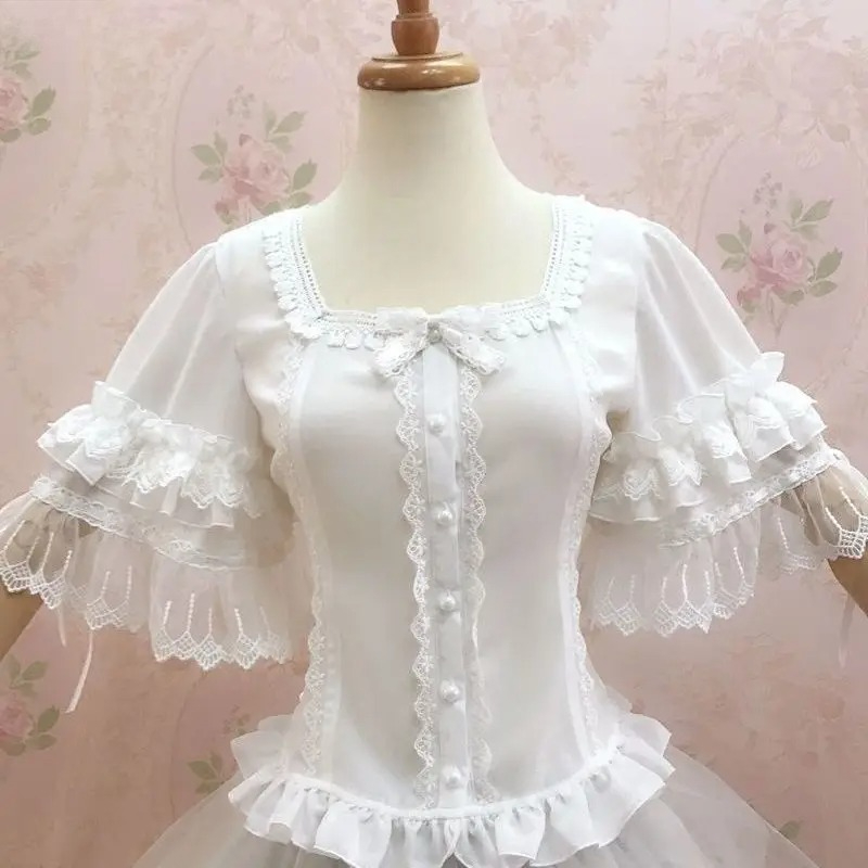 Vintage Y2K Lolita Style Blous - Vintage Fashion Style Female 评论和价格