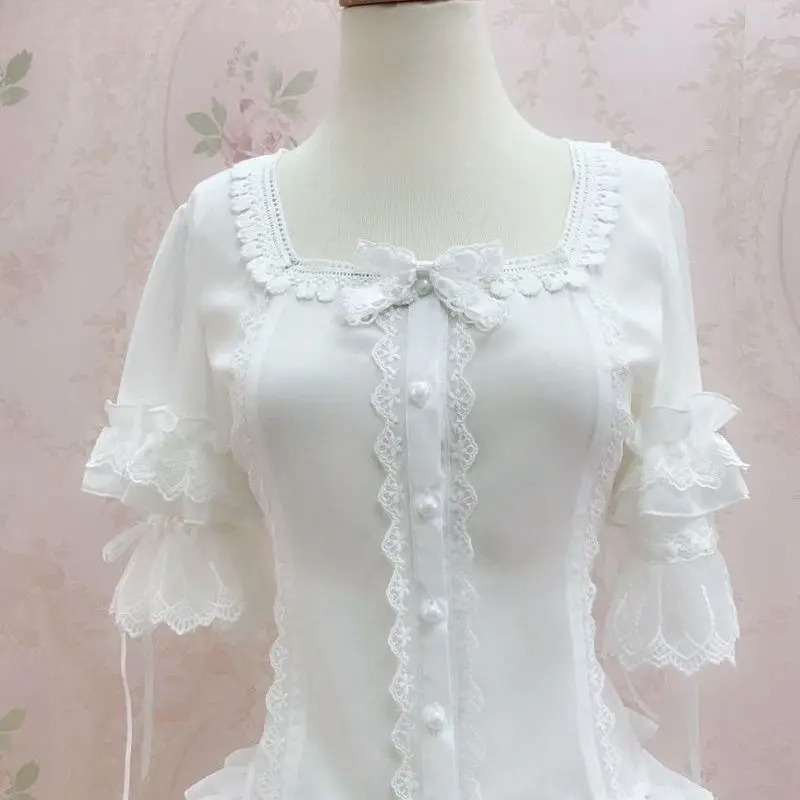 Vintage Y2K Lolita Style Blous - Vintage Fashion Style Female 评论和价格
