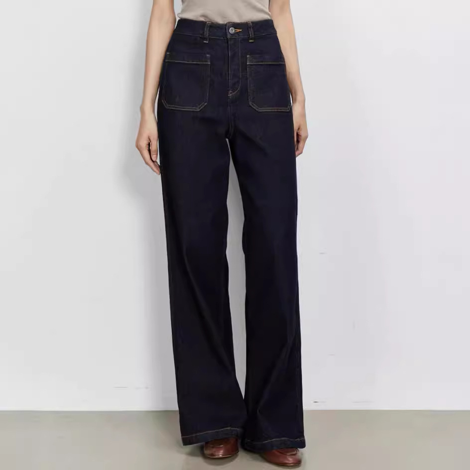 High Waist Wide Leg Blue Denim - Wide Leg Trouser 70S 评论和价格