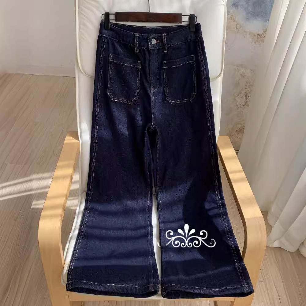 High Waist Wide Leg Blue Denim - Wide Leg Trouser 70S 评论和价格