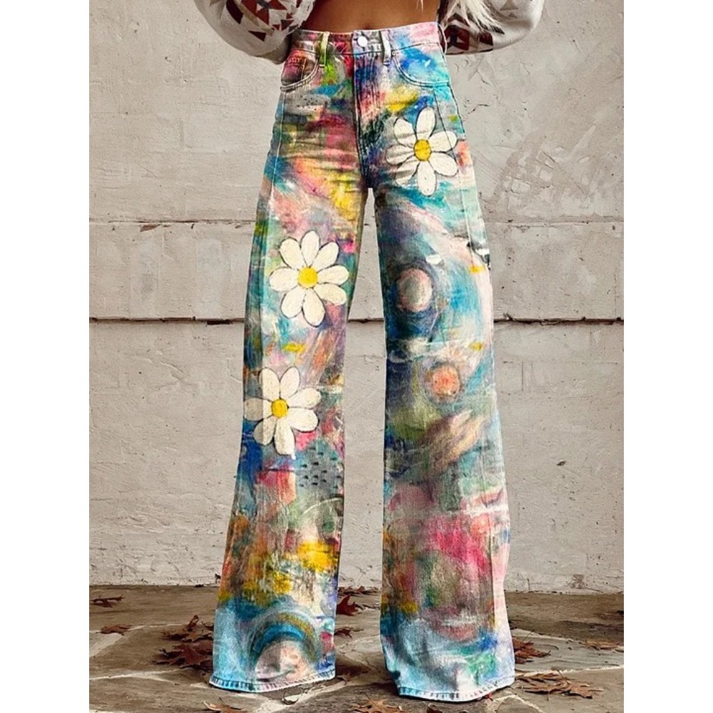 Women's Cute Retro Wave Daisy  - Wide Leg Trouser 70S 评论和价格